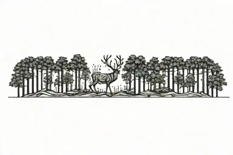 A Stag Walking Through A Pine Forest
