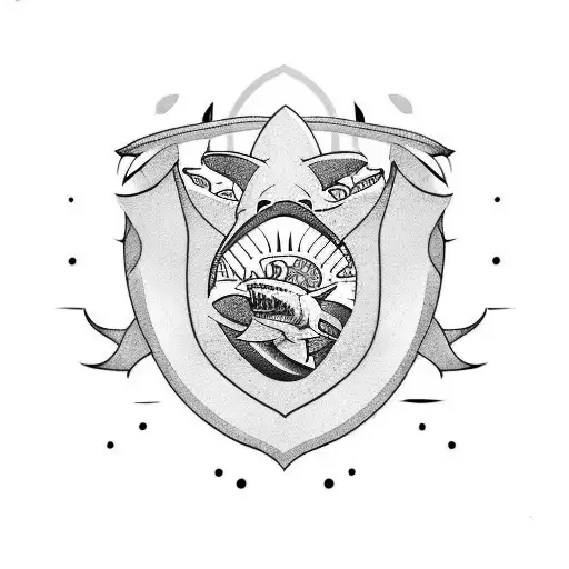 Shark And Sun On Coat Of Arms