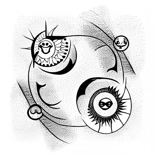 Yin And Yang With Moon And Sun