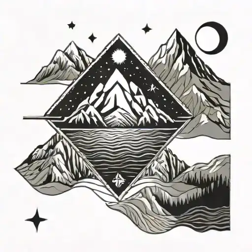 Nature Mountain Sea Moon