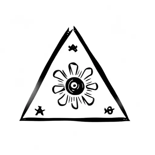 An Equilateral Triangle With An Sun In The Middle