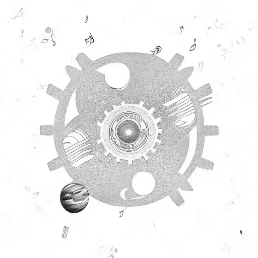 Gears With Music Disc And Space Planets