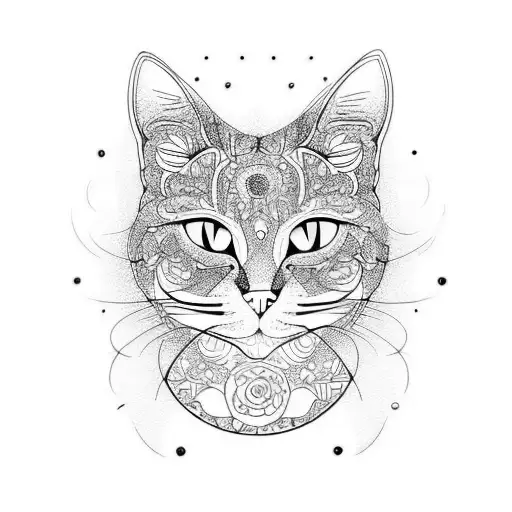 An Intricate Floral Pattern Woven Into The Silhouette Of A Stylish Cat