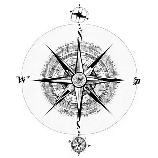 A Compass Surrounded By Musical Notes