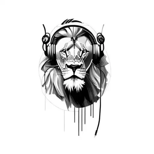 A Lion With Headphones
