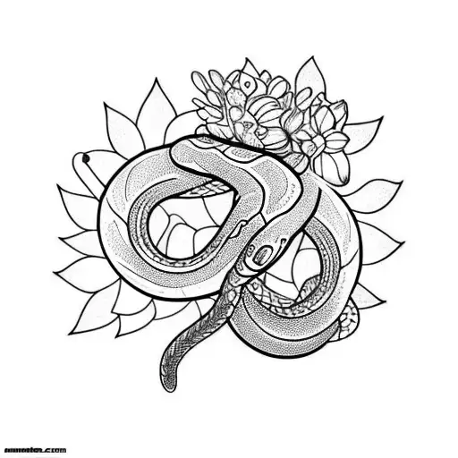 Snake And Flowers