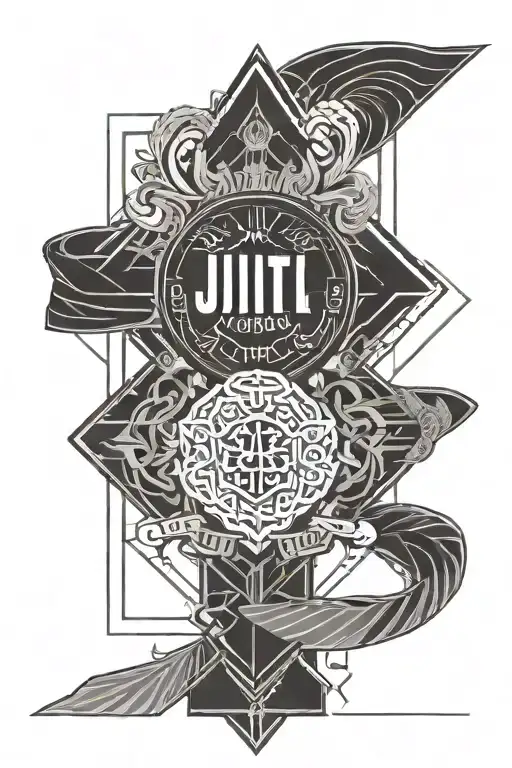 Jiu Jitsu Belt Around The Crown Text Inside