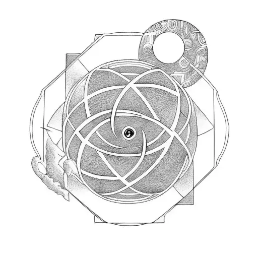 Atlas Carrying A Ying Yang Symbol In A Fibonacci Sequence