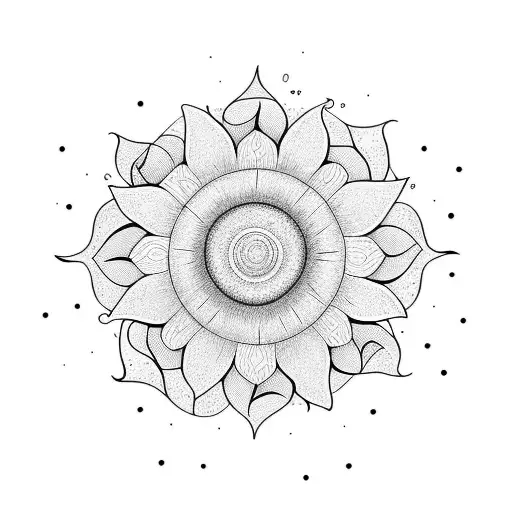 Sun And A Flower Petals One-line