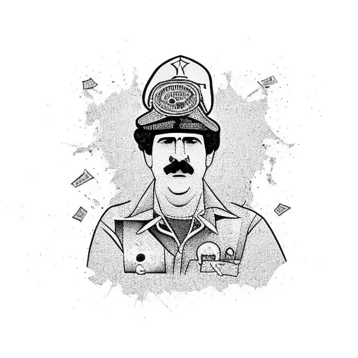 Pablo Escobar With A Gun And Money