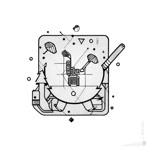 A Circuit Board Design With Golf Clubs And A Cavoodle Silhouette