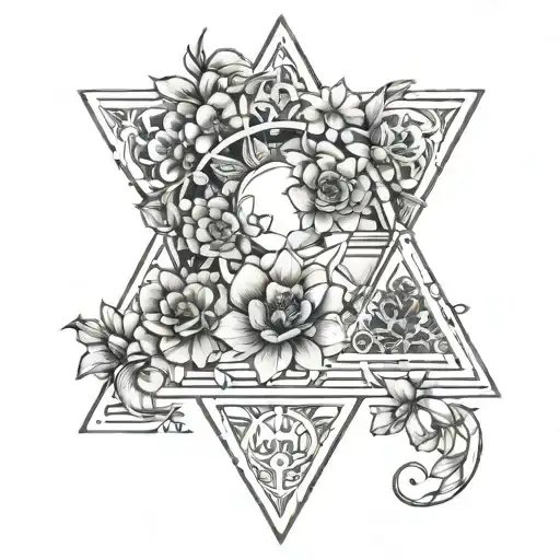 Tattoo Design For Cancer Zodiac With Flower Triangle Moon