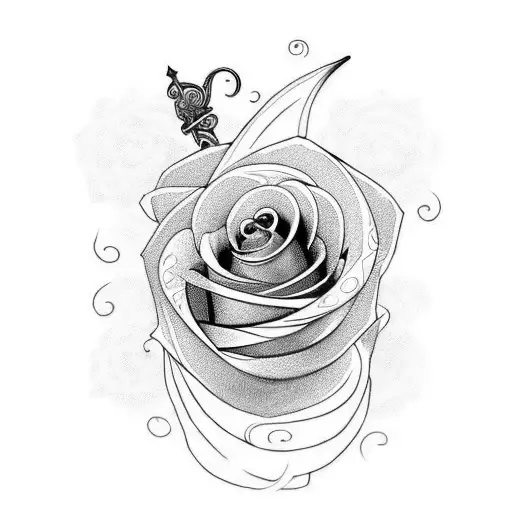 A Sword With A Rose Swirling Around Its Tip