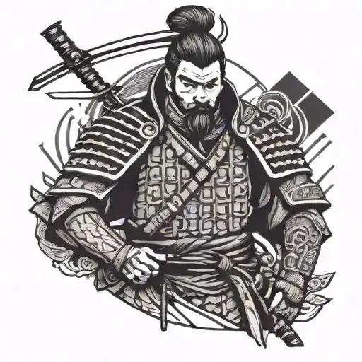 Japanese Samurai Warrior Holding Sword