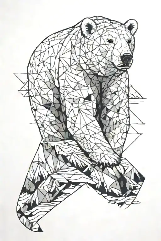 Polar Bear With Arctic Lake And Mountains