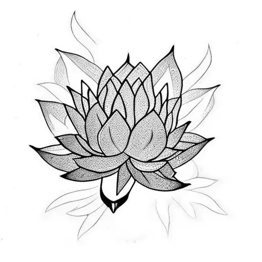 Lotus Flower With Chinese Red Dragon