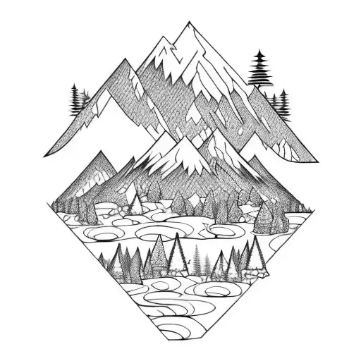 Mountain Range With Forest In Front