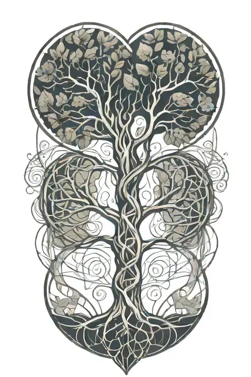 Tree Of Life With Heart And Dna Double Helix