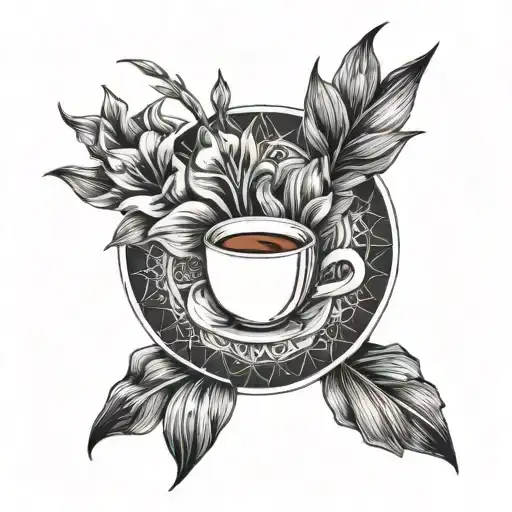 Coffee Cup And Gladiolus Flowers