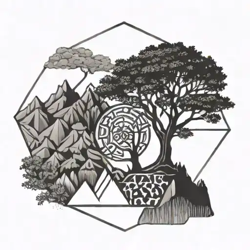 Tree Of Life With Mountains In The Background