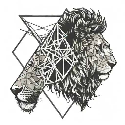 Lion And My Mothers Eyes In A Triangle Outline Intertwined