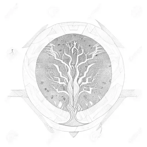 Tree From Norse Mythology As A Modern Tribal Design