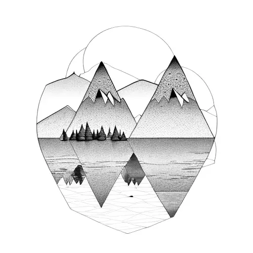 Mountain With Lake And Desert In The Reflection