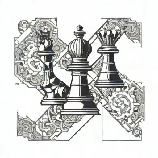 Pawn Chess Piece Line Tattoo Japanese Art