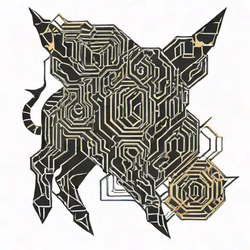 Chinese Character Ox Cyberpunk Inspired