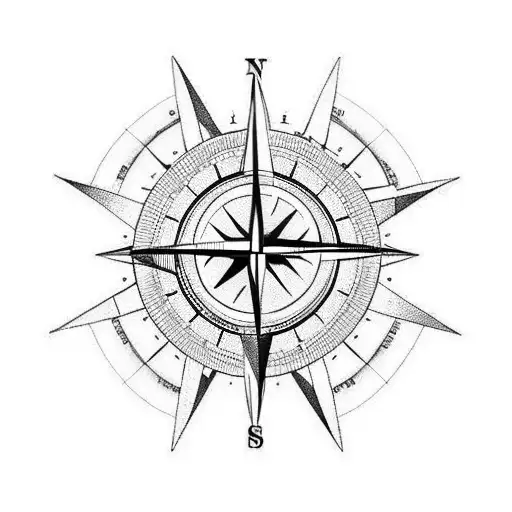 A Minimalist Tattoo Of A Compass With Boolean Logic Symbols As The Cardinal Directions