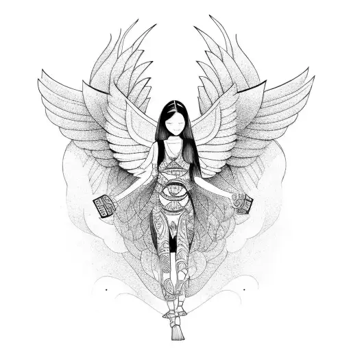 Female Angel Holding A Snake With Love