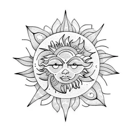 Floral Sun And Moon