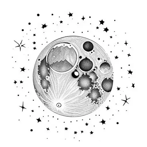 A Full Color Moon In The Space With Stars