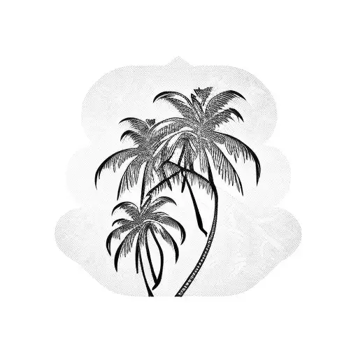 Flamingo And Palm Trees