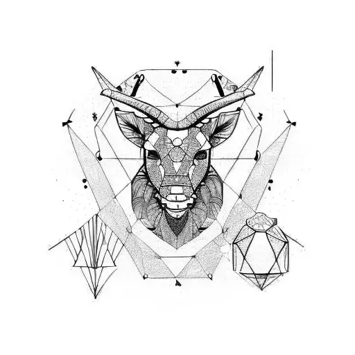 Geometric Shapes That Includes The Astrological Sign Of Taurus With A Drawing Of A Dog