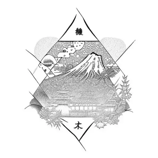 Japan Travel Tattoo Black And White
