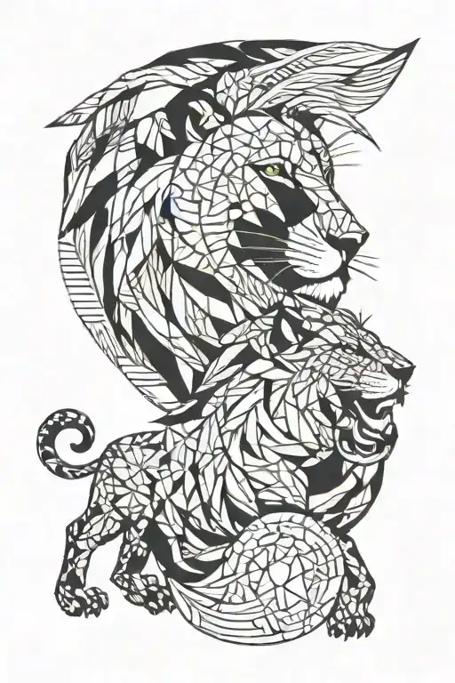 Lion Sun Moon Merging Together