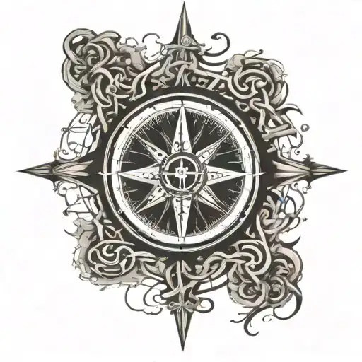 Compass With Roots And Letters Tx