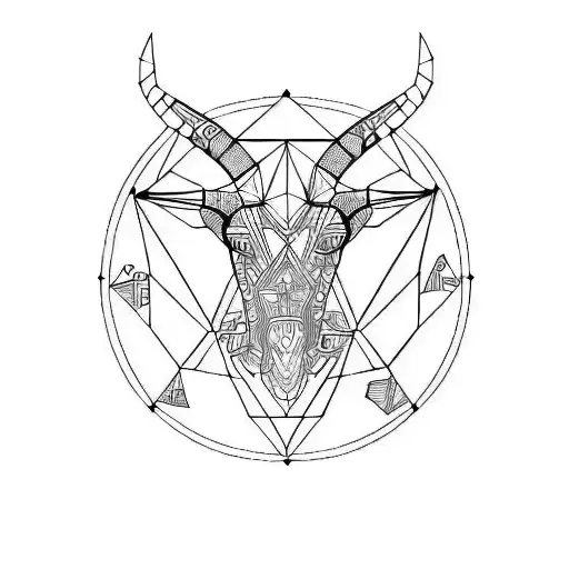 Geometric Shapes That Includes The Astrological Sign Of Taurus With A Drawing Of A Dog