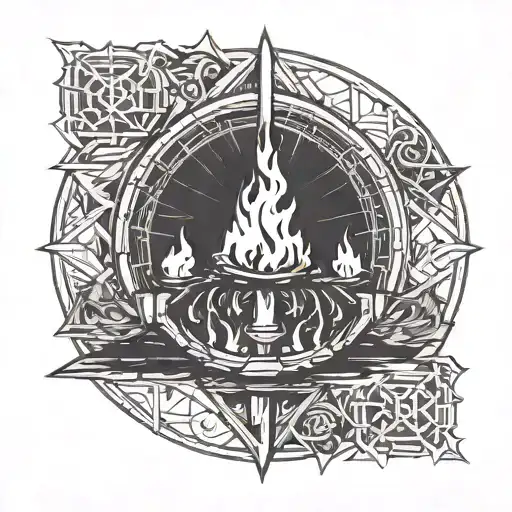 A Dark Souls Inspired Tatto Featuring A Firepit