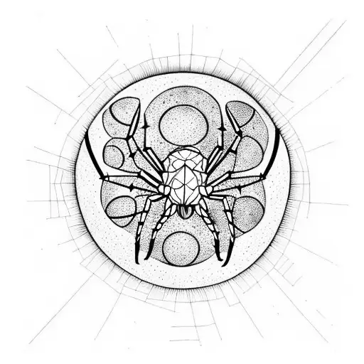 Moon And Stars Forming The Shape Of A Spider