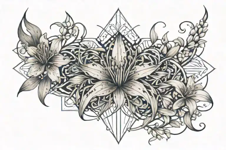 Top Scar Tattoo On Chest Of Spider Lilies And Lilies Of The Valley