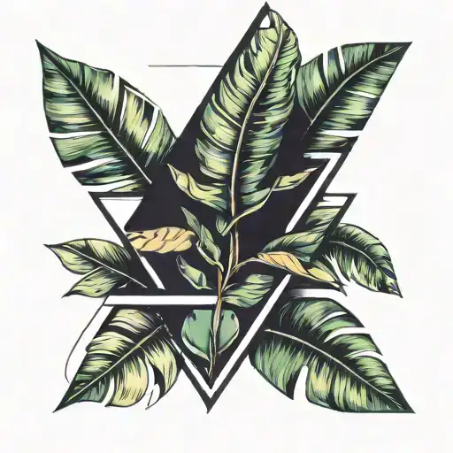 Banana Leaf Inside Triangle Shape