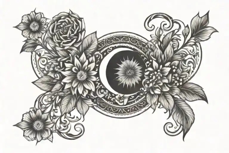 Moon And Flowers Wrapped