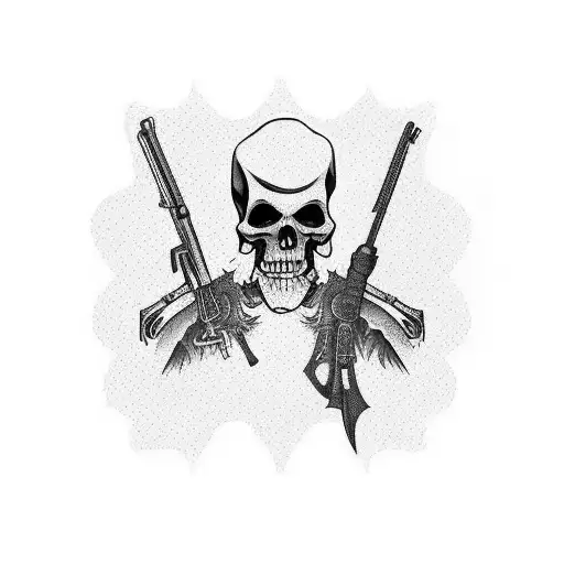 Grim Reaper Back Tattoo With A Ak 47