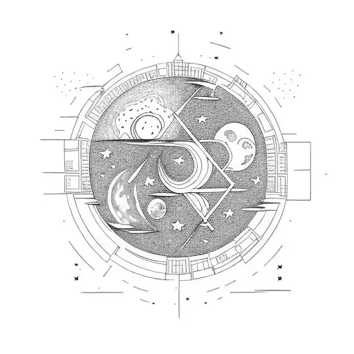 Universe With City And Moon