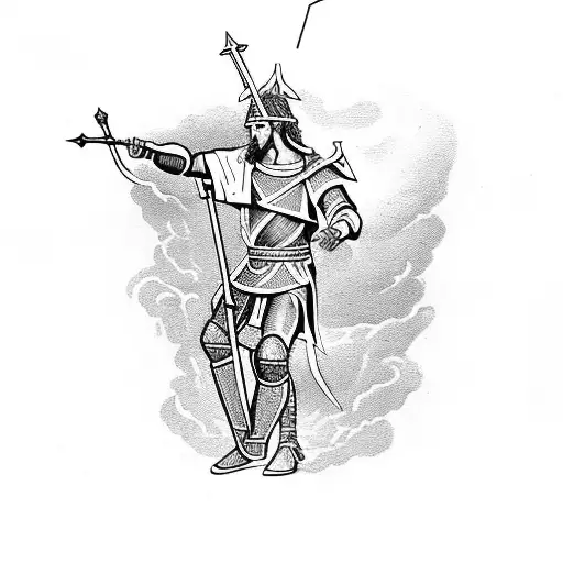 St George From The Bible Slaying The Serpent Dragon Using A Long Spear Weapon