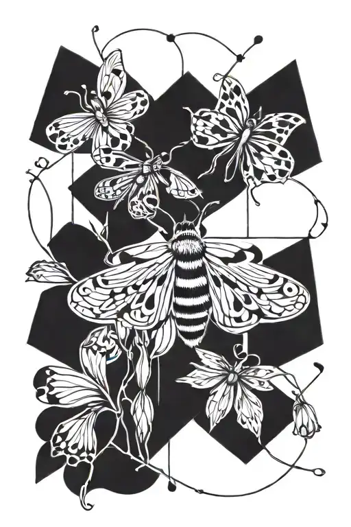 8 Spotted Forester Moth And Bluebell Flower Design