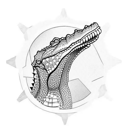 Alligator Head In Diamond Outline
