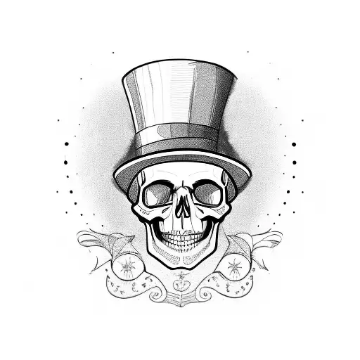 Skull With Monacle And Top Hat